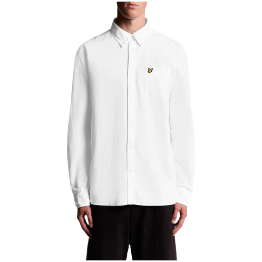 Lyle & Scott Camicia Uomo Blu Manica Lunga Bottoni Colletto Classico Tasca Singola 100% Cotone Primavera/Estate LW2112V
