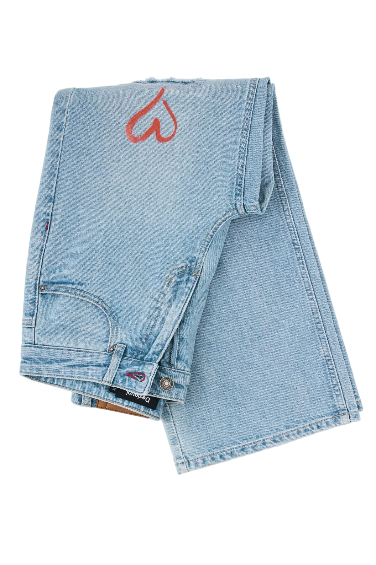 Desigual MICKEY MOUSE™ HEART - Pantaloni di jeans - blue fit mom e regular a uno stile unico e creativo. Realizzati in tessuto di alta qualità con il 99% di cotone e 1% di elastam/lycra. Vista piegata