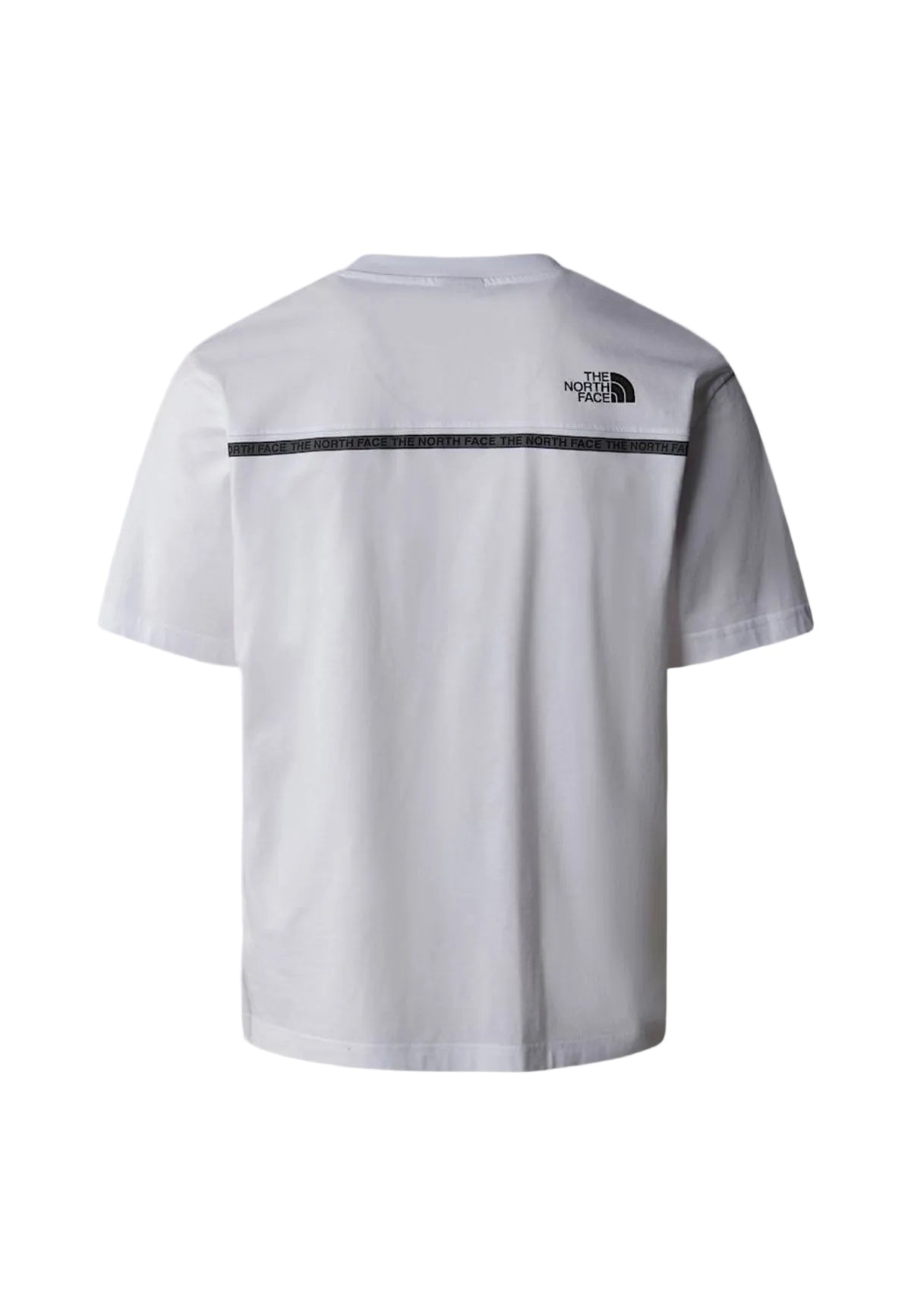 T-shirt bianca The North Face Zumu Relaxed Fit in 100% cotone con logo stampato sul colletto, design essenziale per il tempo libero e l'outdoor. Vista posteriore