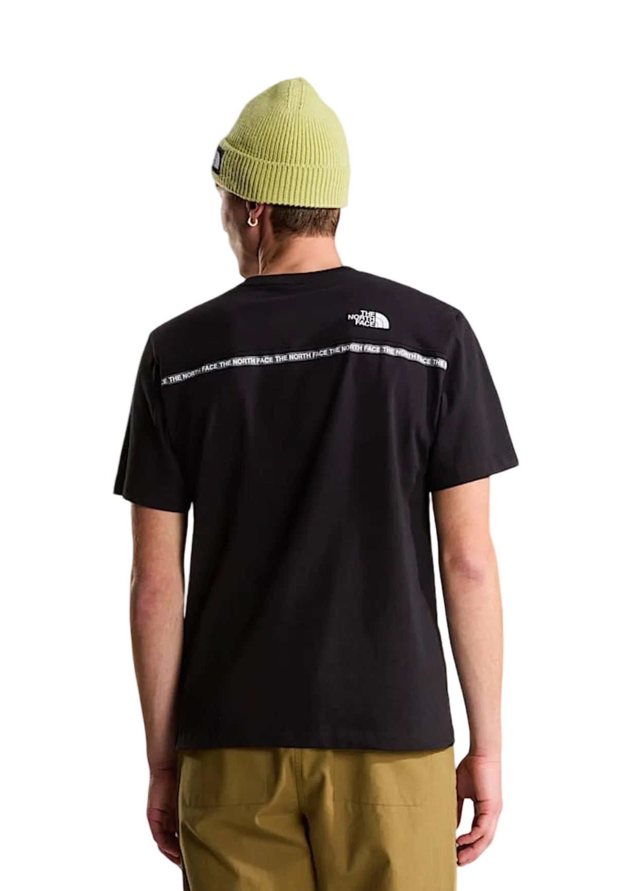 T-shirt nera The North Face Zumu Relaxed Fit in 100% cotone con logo stampato sul colletto, design essenziale per il tempo libero e l'outdoor. Vista posteriore retro