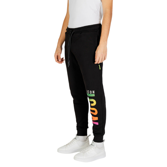 Pantaloni Sportivi Uomo Icon Neri Stampa Cotone - Stile Casual Autunno/Inverno