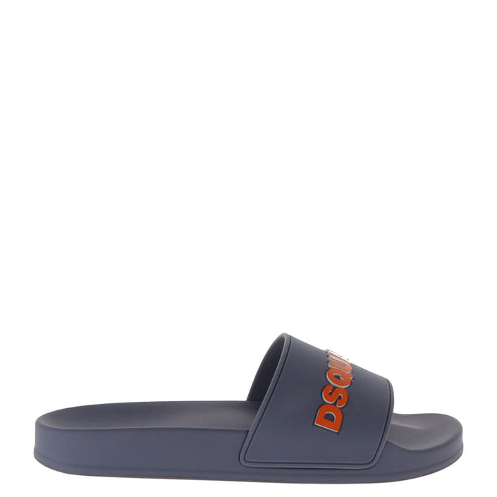 Dsquared2 Ciabatte Uomo Nere con Stampa Punta Tonda Primavera/Estate FFM0023