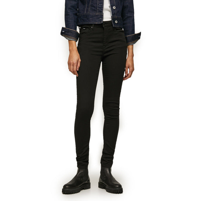 Pepe Jeans Jeans Donna Neri con Zip Bottone Tasche Anteriori Posteriori Effetto Consumato in Cotone 98% Lycra 2% Modal 67% Poliestere 29% Primavera/Estate PL204171XD90