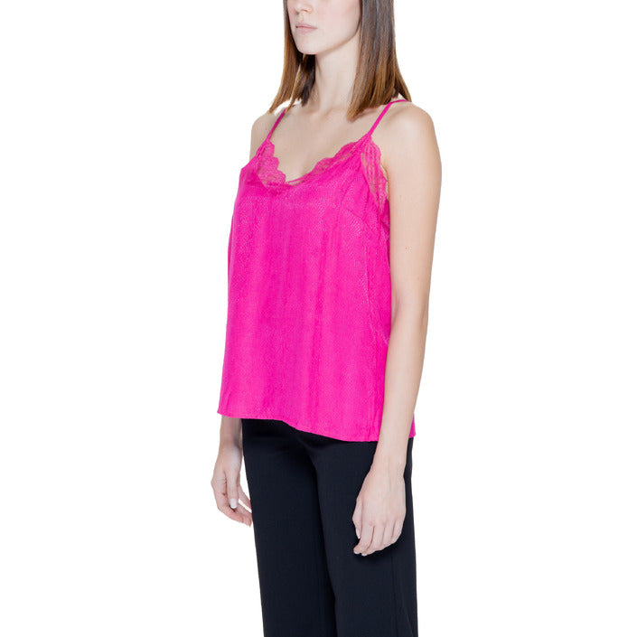 Vila Clothes Canotta Donna Fucsia Monocromo Spalline Scollo Tondo 100% Viscosa Primavera/Estate 14096475