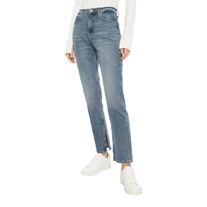 Calvin Klein Jeans Jeans Donna Azzurri con Zip Bottone Tasche Anteriori Posteriori in Cotone 79% Cotone Organico 20% Elastan 1% Primavera/Estate J20J224508