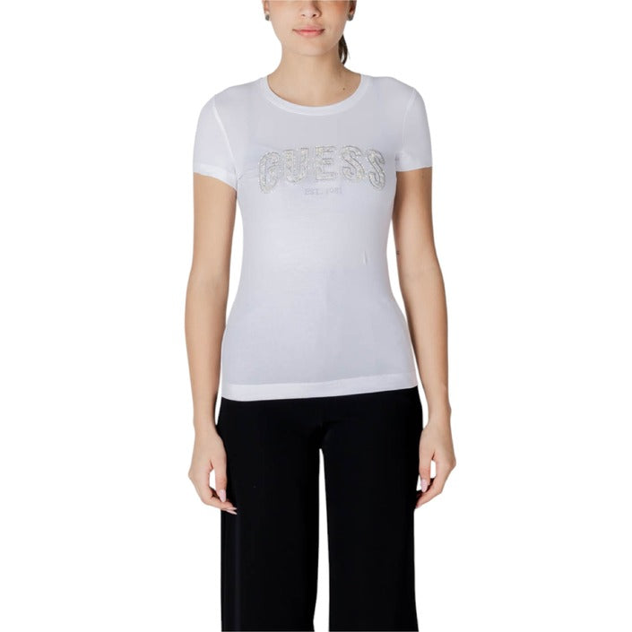 Guess T-Shirt Donna Rosa Manica Corta Scollo Tondo 95% Cotone 5% Elastan Primavera/Estate W5GI04 J1314