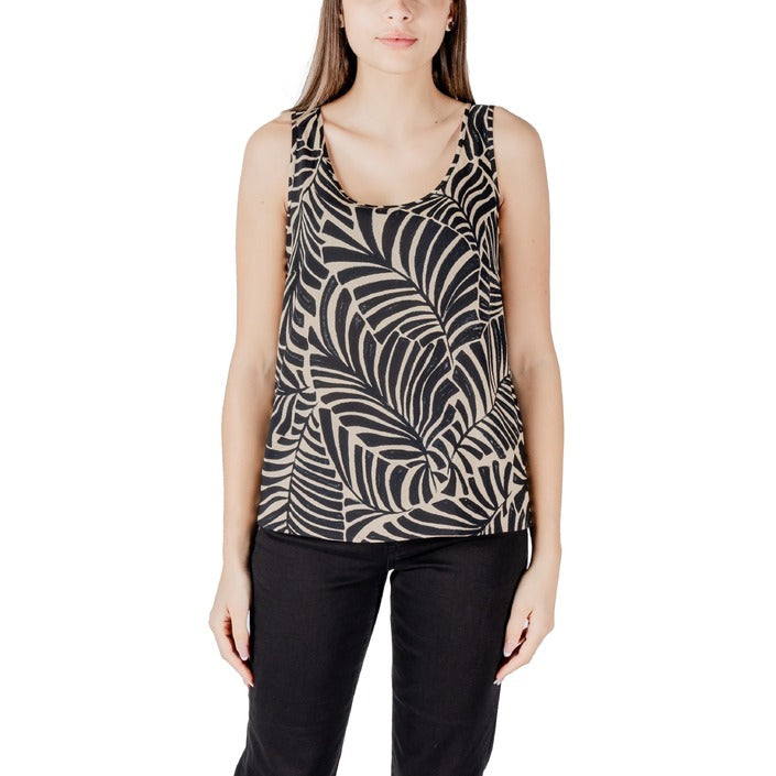 Only Canotta Donna Beige Spalline Bottone Scollo Tondo 100% Viscosa Primavera/Estate 15222169