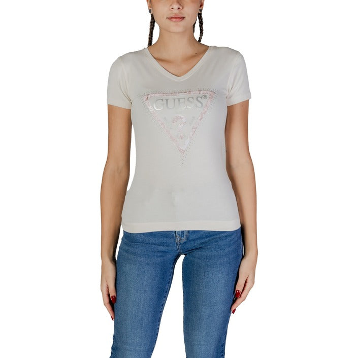 Guess T-Shirt Donna Nera Manica Corta Scollo Tondo 95% Cotone 5% Lycra Primavera/Estate W5RI21 J1314