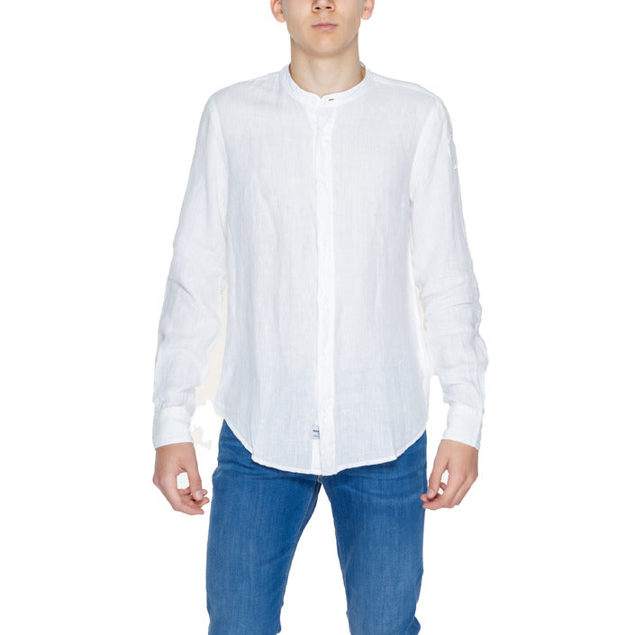 Blauer Camicia Uomo Rosa in Lino 100% con Bottoni Maniche Lunghe Colletto Coreana Primavera/Estate 24SBLUS01031