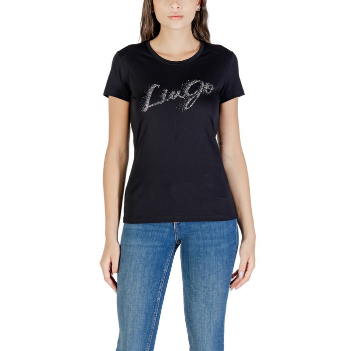 Liu Jo T-Shirt Donna Nera Stampa Manica Corta Scollo Tondo 100% Cotone Primavera/Estate UF5266 JS904