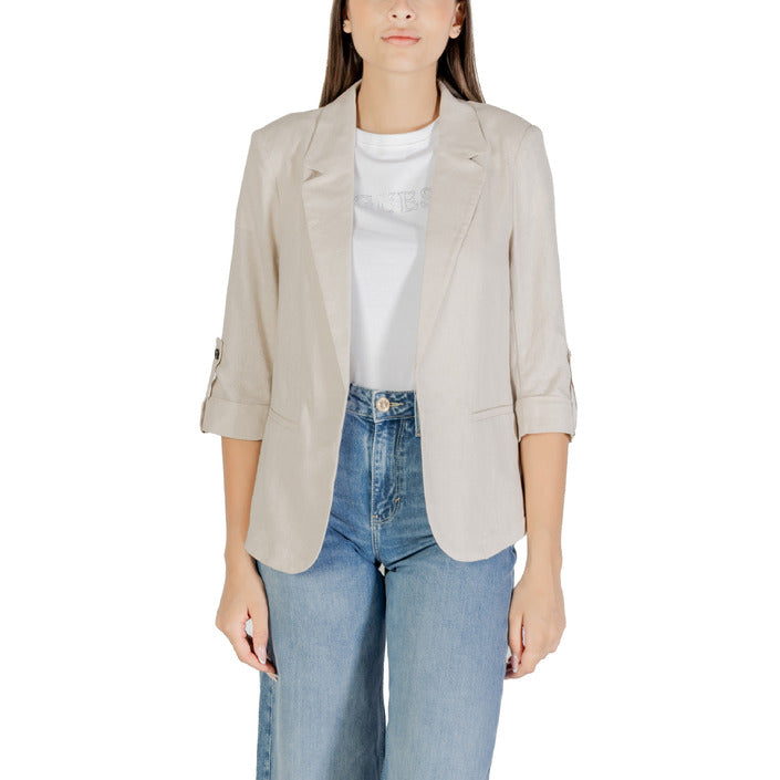 Only Giacca Donna Beige Monocromo Cerniera Maniche 3/4 Tasche Anteriori 55% Lino 45% Viscosa Primavera/Estate 15312199