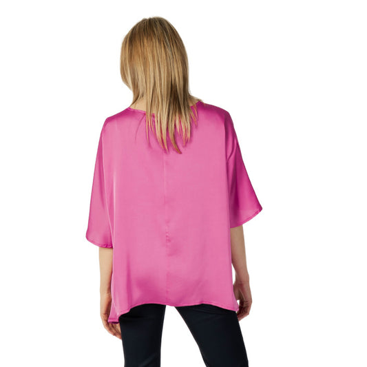 Sandro Ferrone Blusa Donna Fucsia Monocromo Scollo Barca 100% Poliestere Primavera/Estate S22XBBLACERATO
