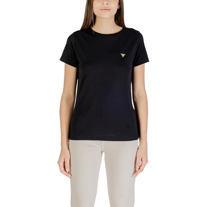 Guess Active T-Shirt Donna Beige Manica Corta Scollo Tondo 95% Cotone 5% Elastan Primavera/Estate V4YI09 J1314