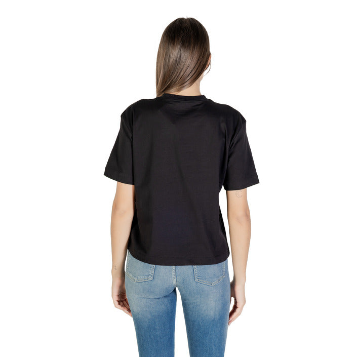 Calvin Klein Jeans T-Shirt Donna Nera Manica Corta Scollo Tondo 100% Cotone Primavera/Estate LV047C858G