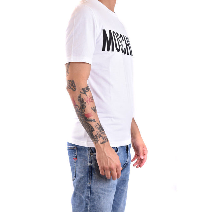 Moschino T-Shirt Uomo Bianca Stampa Manica Corta Scollo Tondo 100% Cotone Primavera/Estate V_30988