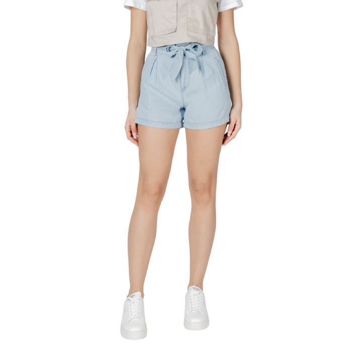 Only Shorts Donna Azzurri con Zip Bottone Cintura Tasche Anteriori in Lyocell 100% Primavera/Estate 15338315