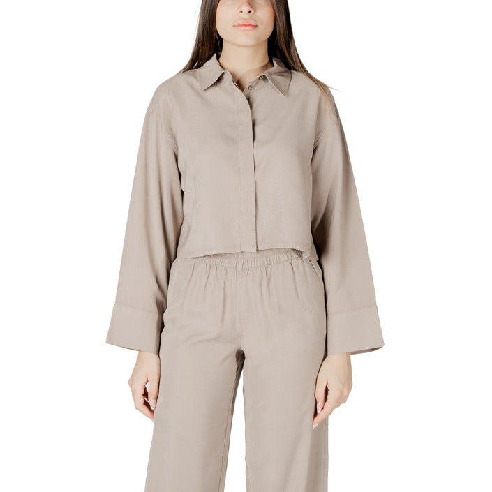 Only Camicia Donna Verde Manica Lunga Bottoni Scollo Tondo Colletto Classico 93% Viscosa 7% Poliestere Autunno/Inverno 15337948