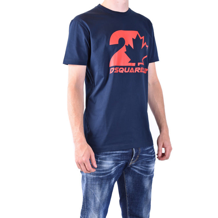 Dsquared2 T-Shirt Uomo Blu Stampa Manica Corta Scollo Tondo 100% Cotone Primavera/Estate V_29469