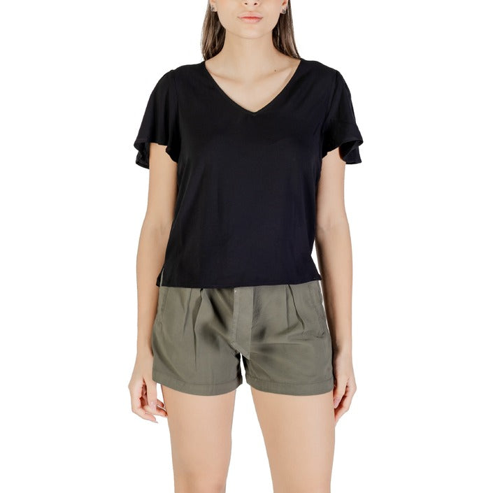 Vero Moda Blusa Manica Corta Donna Beige Floreale Scollo V Viscosa 100% 10307987