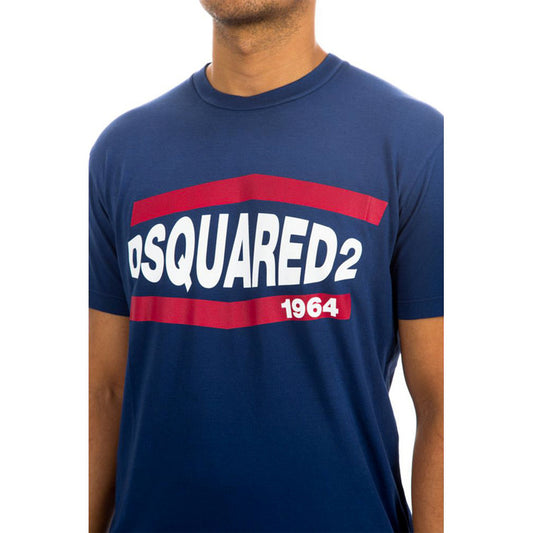 Dsquared T-Shirt Uomo Blu Stampa Manica Corta Scollo Tondo 100% Cotone Primavera/Estate B_44331