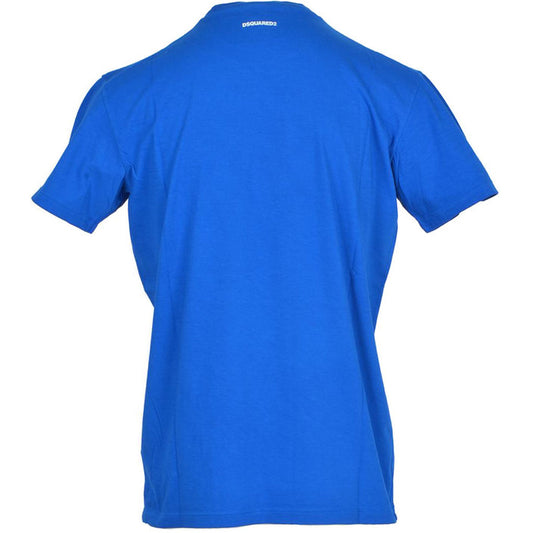Dsquared2 T-Shirt Uomo Blu Stampa Manica Corta Scollo Tondo 100% Cotone Primavera/Estate 6693410