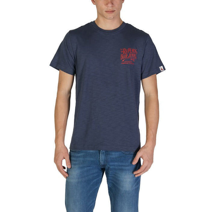 Replay T-Shirt Uomo Beige Stampa Manica Corta Scollo Tondo 100% Cotone Primavera/Estate M3023.000.22336