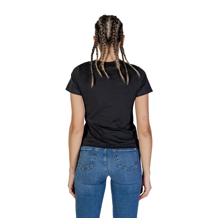 Guess Active T-Shirt Donna Nero Maniche Corte Scollo Tondo Cotone 95% Elastan 5% Lycra 5% V5RI08 J1314