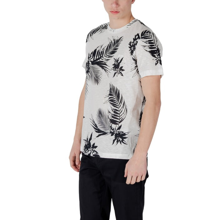 Antony Morato T-Shirt Uomo Bianca Fantasia Floreale Manica Corta Scollo Tondo 100% Cotone Primavera/Estate MMKS02508-FA140283