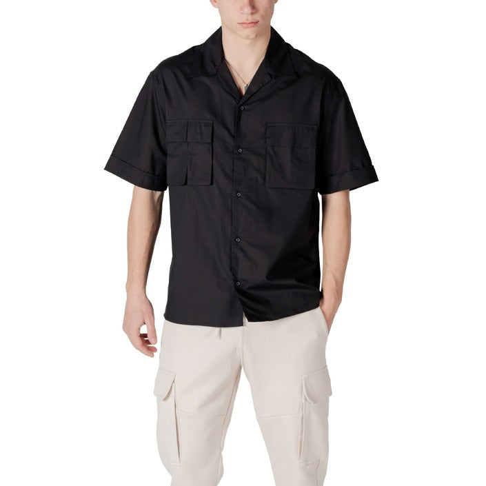 Antony Morato Camicia Uomo Bianco Manica Corta Bottoni Scollo a V Colletto Classico Tasche Anteriori 45% Cotone 55% Lyocell Primavera/Estate MMSS00185-FA400098