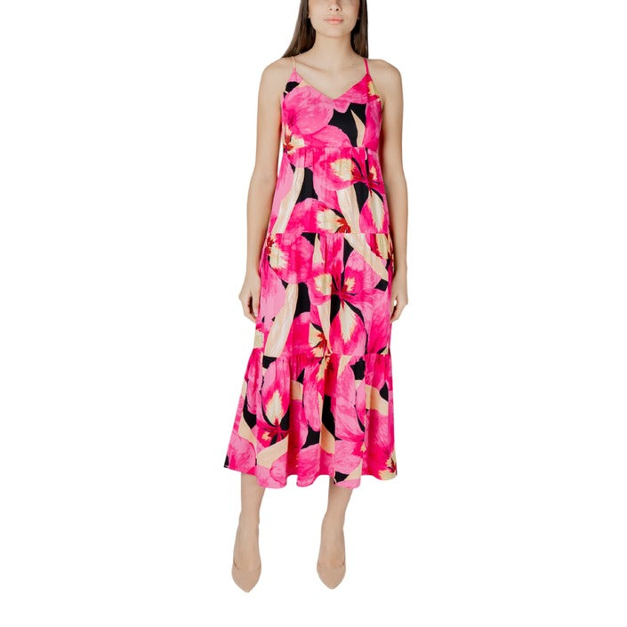 Only Abito Midi Donna Verde Floreale con Spalline Scollo a V in Viscosa 100% 15256836