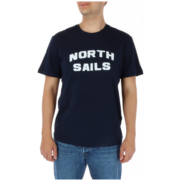 North Sails T-Shirt Uomo Bianca Stampa Manica Corta Scollo Tondo 100% Cotone Primavera/Estate 902418