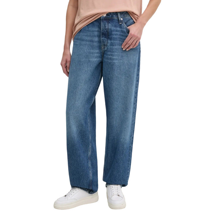 Calvin Klein Jeans Jeans Donna Azzurri con Zip Bottone Tasche Anteriori Posteriori in Cotone 80% Cotone Organico 20% Primavera/Estate J20J225069
