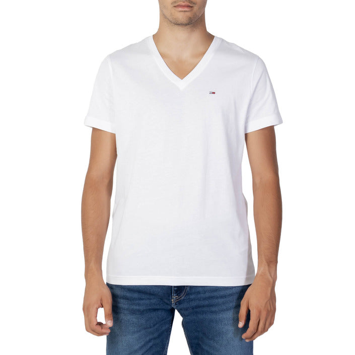 Tommy Hilfiger Jeans T-Shirt Uomo Nera Monocromo Manica Corta Scollo Tondo 100% Cotone Primavera/Estate DM0DM04410