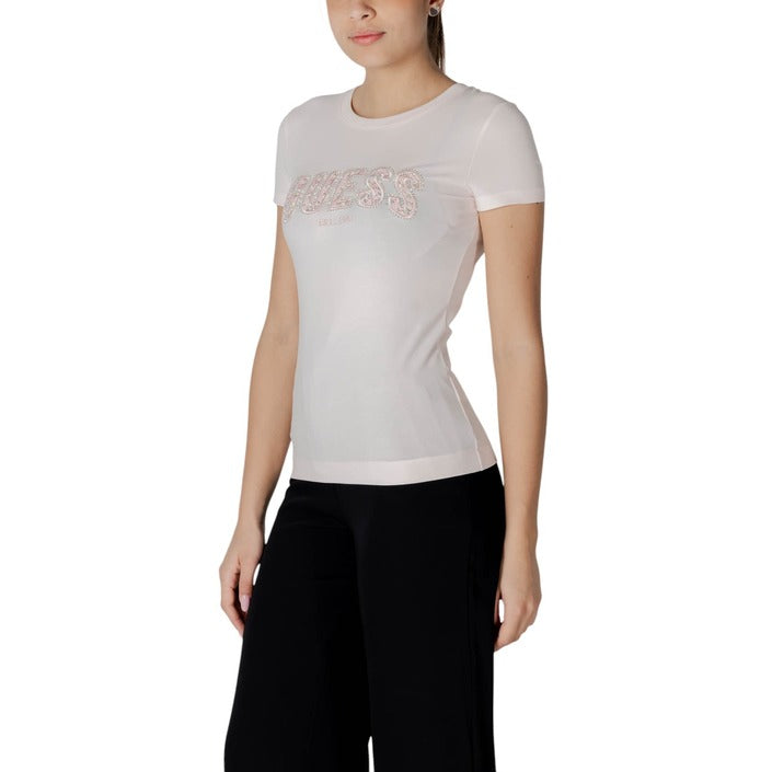 Guess T-Shirt Donna Rosa Manica Corta Scollo Tondo 95% Cotone 5% Elastan Primavera/Estate W5GI04 J1314