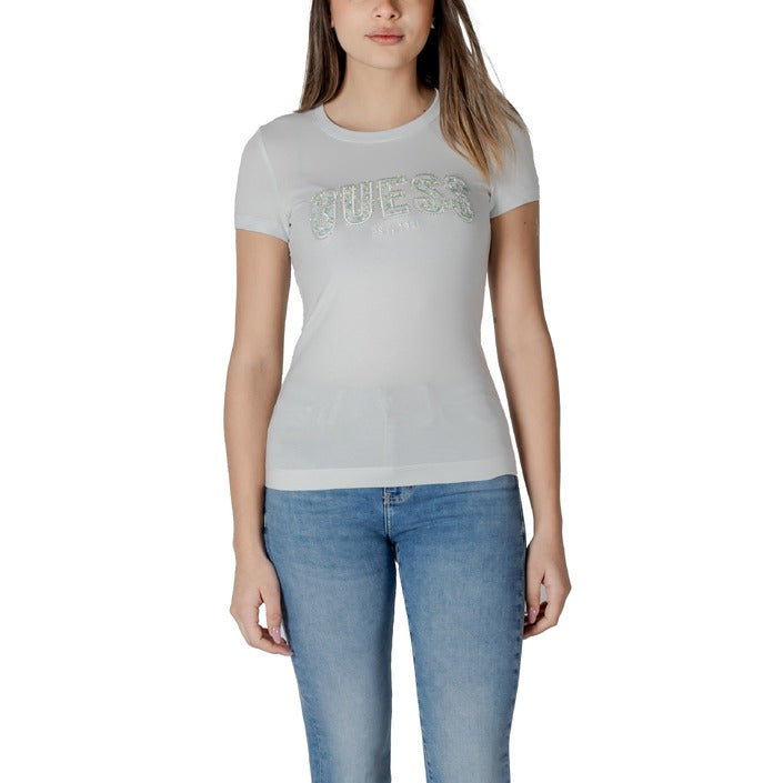 Guess T-Shirt Donna Rosa Manica Corta Scollo Tondo 95% Cotone 5% Elastan Primavera/Estate W5GI04 J1314