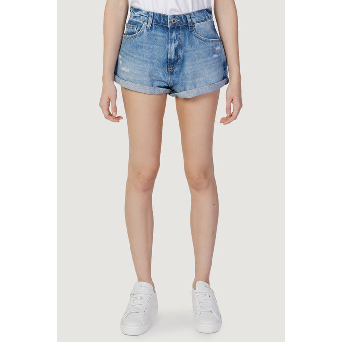 Pepe Jeans Shorts Donna Blu con Tasche Anteriori Posteriori in Cotone 100% Primavera/Estate PL801003WU3
