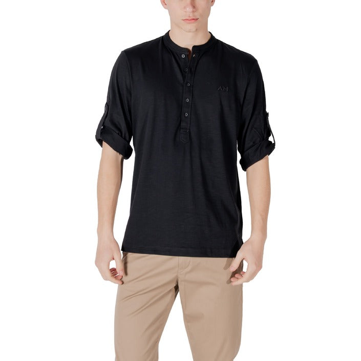 Antony Morato Polo Uomo Verde Bottoni Colletto Coreana Scollo Tondo Maniche 3/4 100% Cotone Primavera/Estate MMKL00334-FA100260