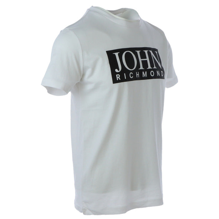 John Richmond T-Shirt Uomo Bianca Stampa Manica Corta Scollo Tondo 100% Cotone Primavera/Estate HMA20100TS