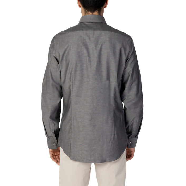 Calvin Klein Camicia Uomo Grigio Melange Manica Lunga Bottoni Colletto Classico 96% Cotone 4% Lycra Primavera/Estate K10K110927