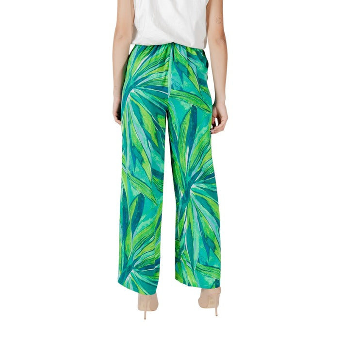 Only Pantaloni Donna Verde Floreale Tasche Anteriori 100% Viscosa Primavera/Estate 15264593