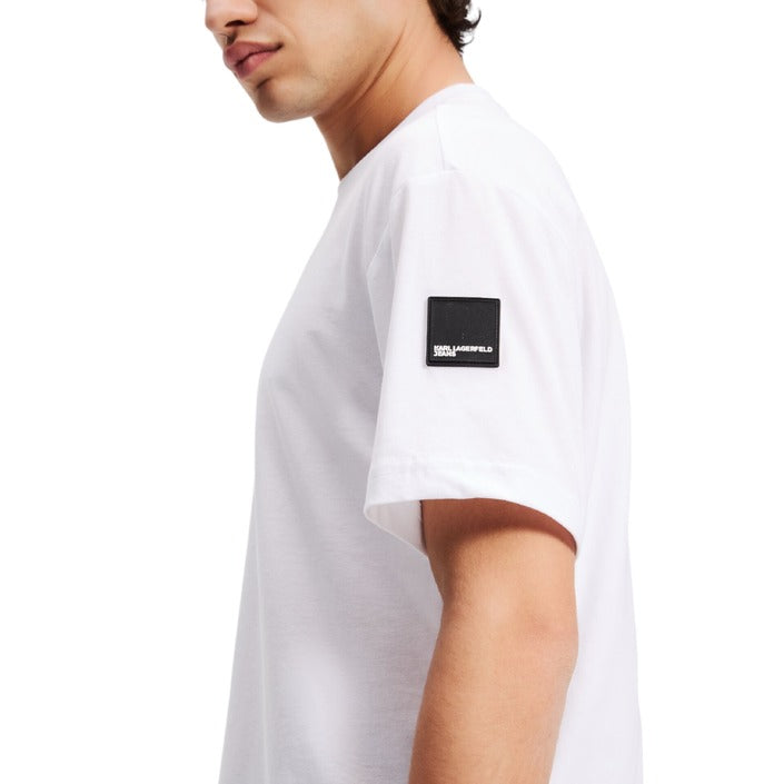 Karl Lagerfeld Jeans T-Shirt Uomo Bianca Manica Corta Scollo Tondo 100% Cotone Primavera/Estate A3M17003