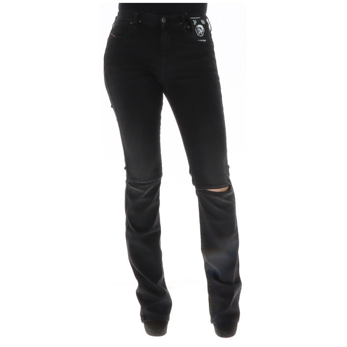 Diesel Jeans Donna Neri con Zip Bottone Tasche Anteriori Posteriori Effetto Strappato Consumato in Cotone 93% Elastan 2% Poliestere 5% Tutte le Stagioni A01443