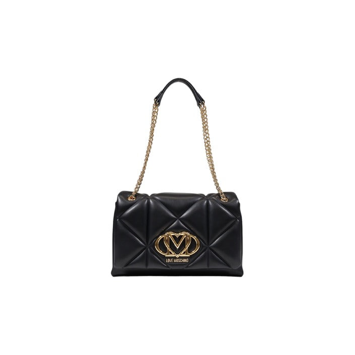 Love Moschino Borsa EMBOSSED Donna Nera in Poliuretano 100% Borsa a Tracolla Monocromo con Clip JC4041PP1M