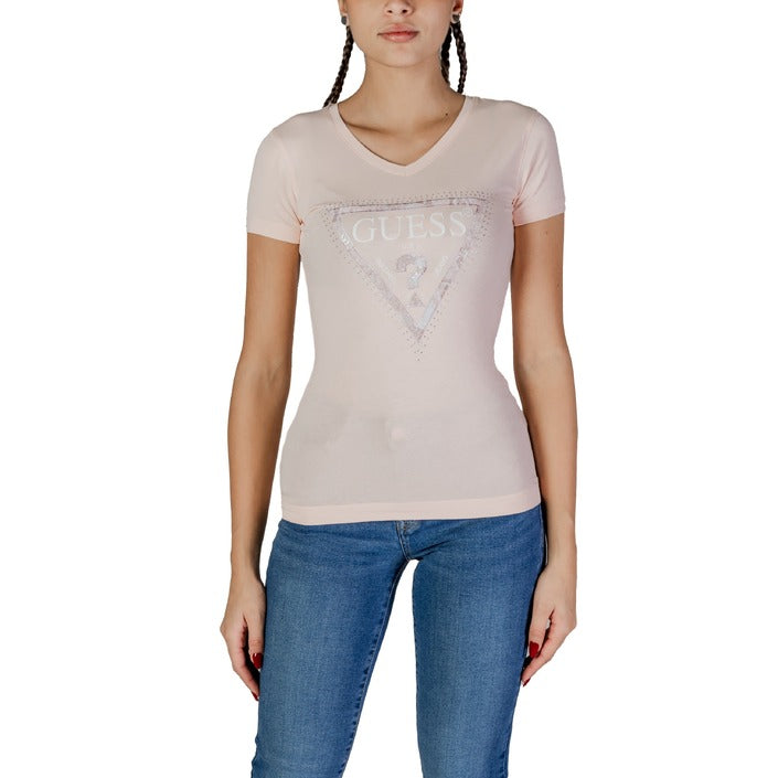 Guess T-Shirt Donna Nera Manica Corta Scollo Tondo 95% Cotone 5% Lycra Primavera/Estate W5RI21 J1314