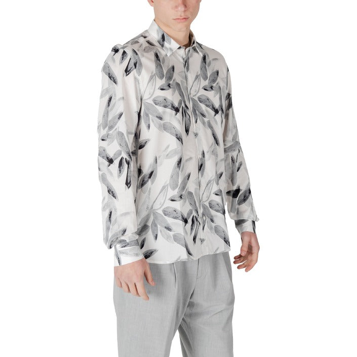 Antony Morato Camicia Uomo Bianco Floreale Manica Lunga Bottoni Scollo Quadrato Colletto Classico 50% Cotone 50% Viscosa Primavera/Estate MMSL00614-FA430632