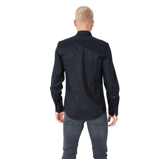 Antony Morato Camicia Uomo Nero Manica Lunga Bottoni Scollo Tondo Colletto Classico 100% Cotone Primavera/Estate MMSL00628-FA400079