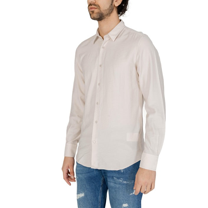 Antony Morato Camicia Uomo Beige Monocromo Manica Lunga Bottoni Colletto Classico 84% Viscosa 16% Poliammide Primavera/Estate MMSL00721-FA400082