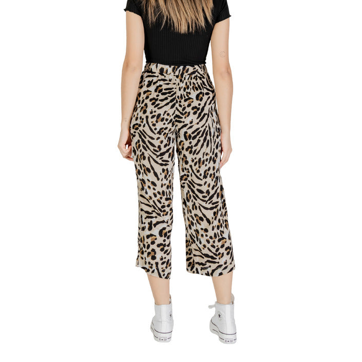 Ichi Pantaloni Donna Beige Leopardata Tasche Anteriori 100% Viscosa Primavera/Estate 20123004