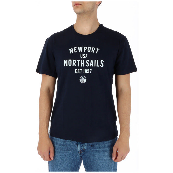 North Sails T-Shirt Uomo Bianca Stampa Manica Corta Scollo Tondo 100% Cotone Primavera/Estate 902401