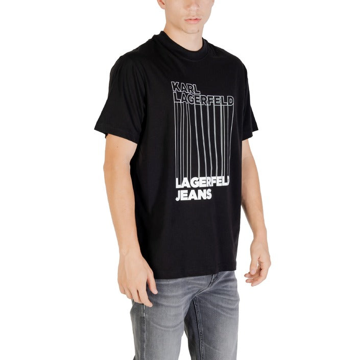 Karl Lagerfeld Jeans T-Shirt Uomo Nera Stampa Manica Corta Scollo Tondo 50% Cotone 50% Poliestere Primavera/Estate A3M17002